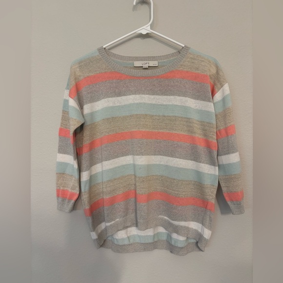 LOFT Sweaters - LOFT Women's Colorful Striped Crew Neck Sweater